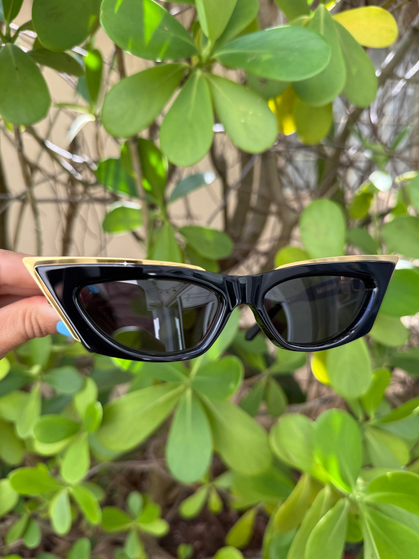 Valentino Garavani 5517 V-Goldcut I VLS 113A Gold Black Frame Acetate & Titanium Cat Eye Sunglasses