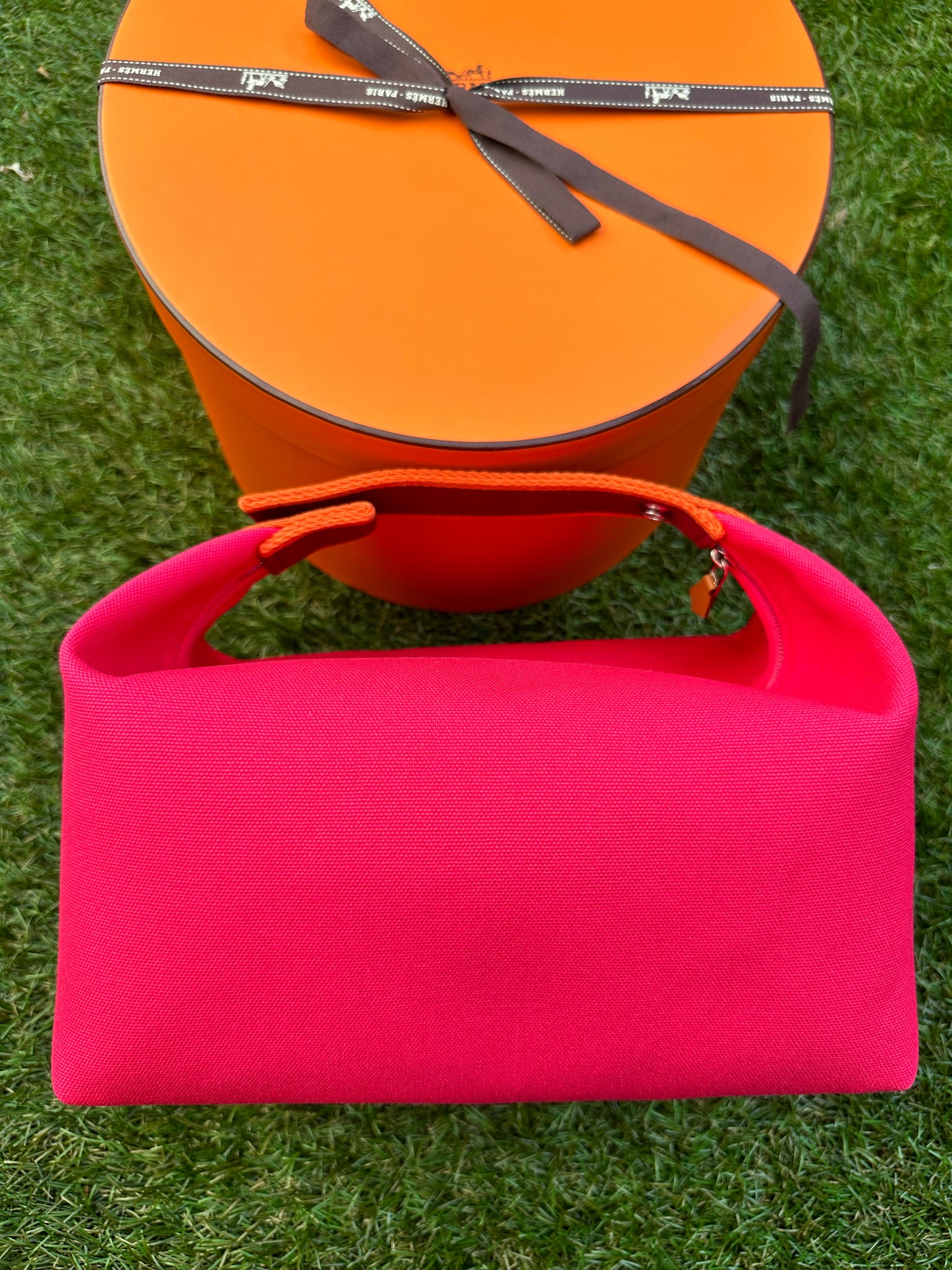 Hermes Bride-A-Brac Case GM Canvas Hibiscus Pink Pouch Large Model