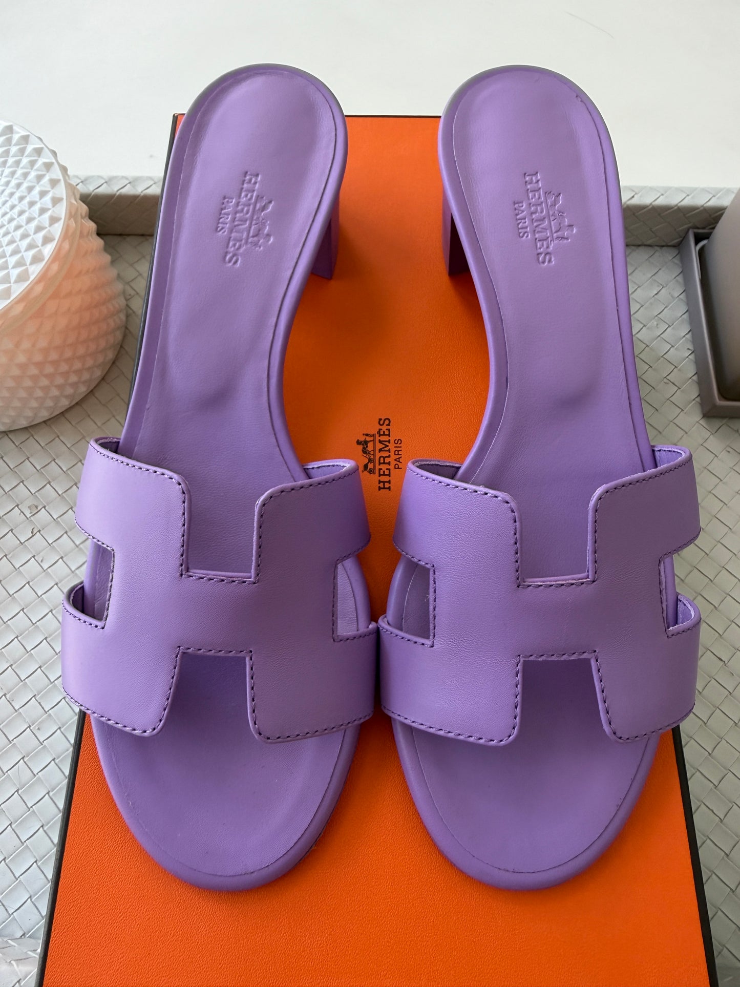 HERMES H OASIS VIOLET PARME SANDALS MULE FLIP FLOPS SHOES SLIDES