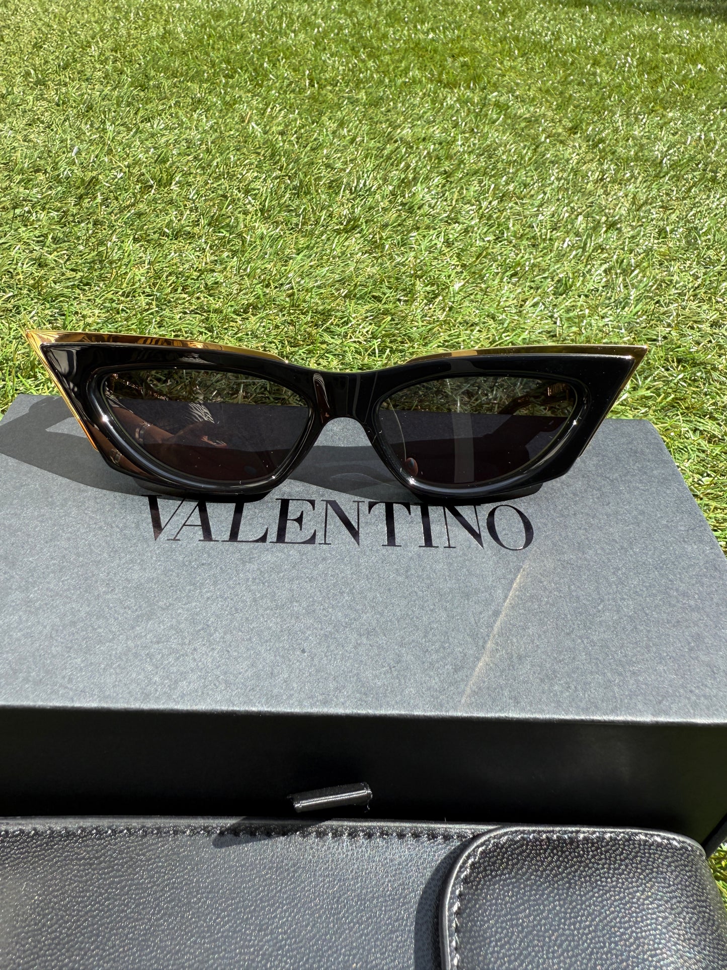 Valentino Garavani 5517 V-Goldcut I VLS 113A Gold Black Frame Acetate & Titanium Cat Eye Sunglasses
