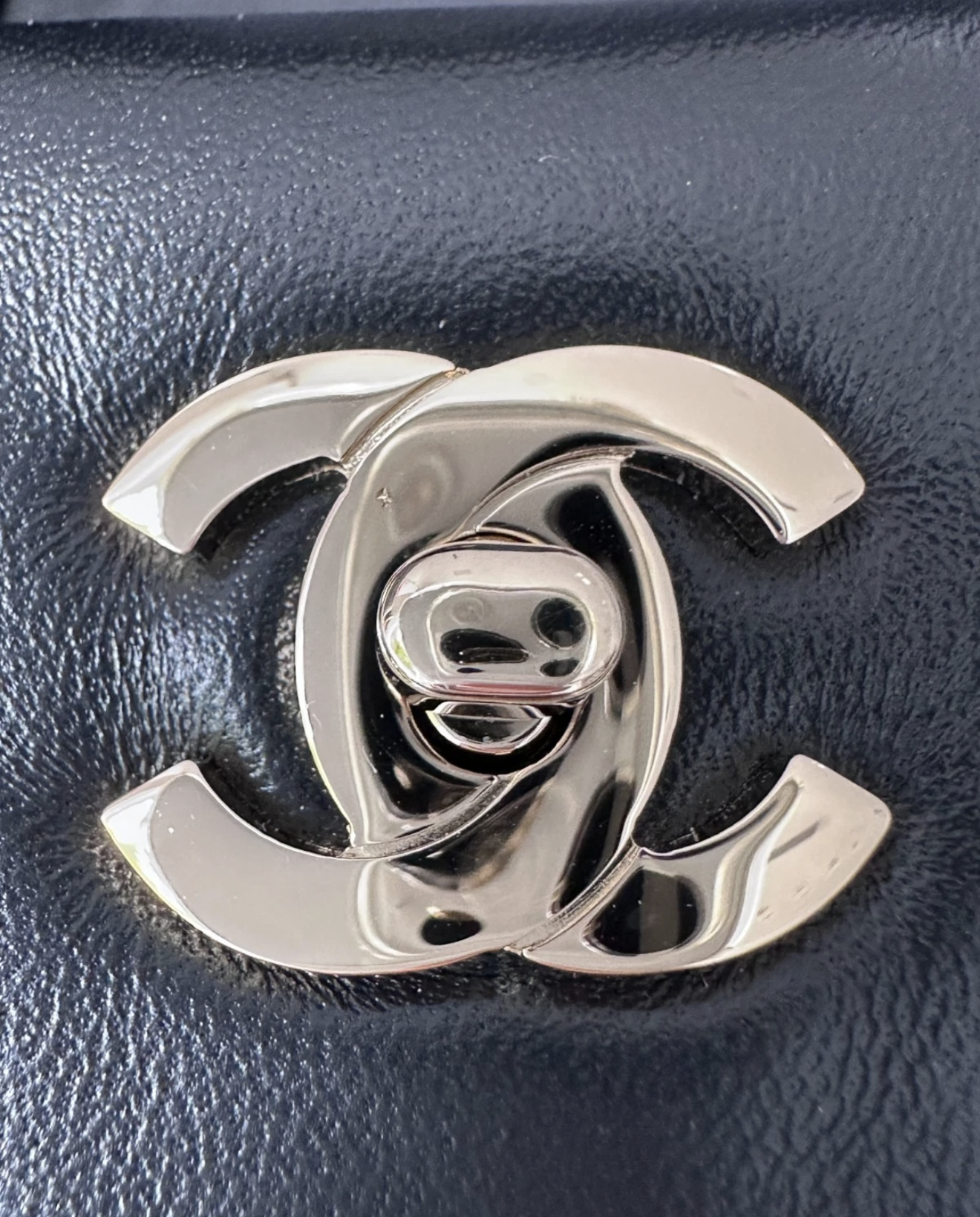 Chanel SS 26 Blazy Black Lambskin Square Toe CC Logo Turn-lock Pumps Heels