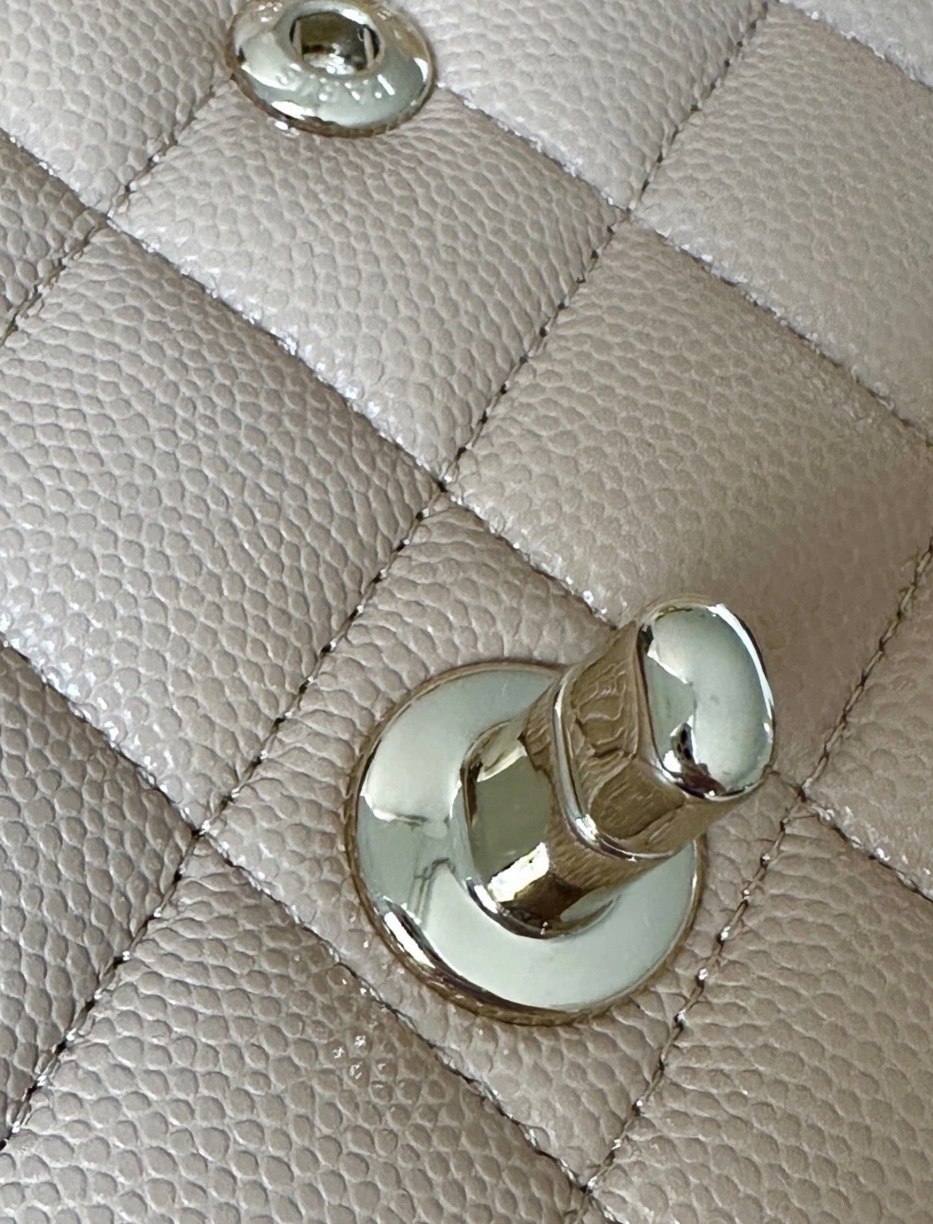 CHANEL DARK BEIGE CAVIAR LEATHER MEDIUM CLASSIC DOUBLE FLAP BAG LIGHT GOLD HARDWARE