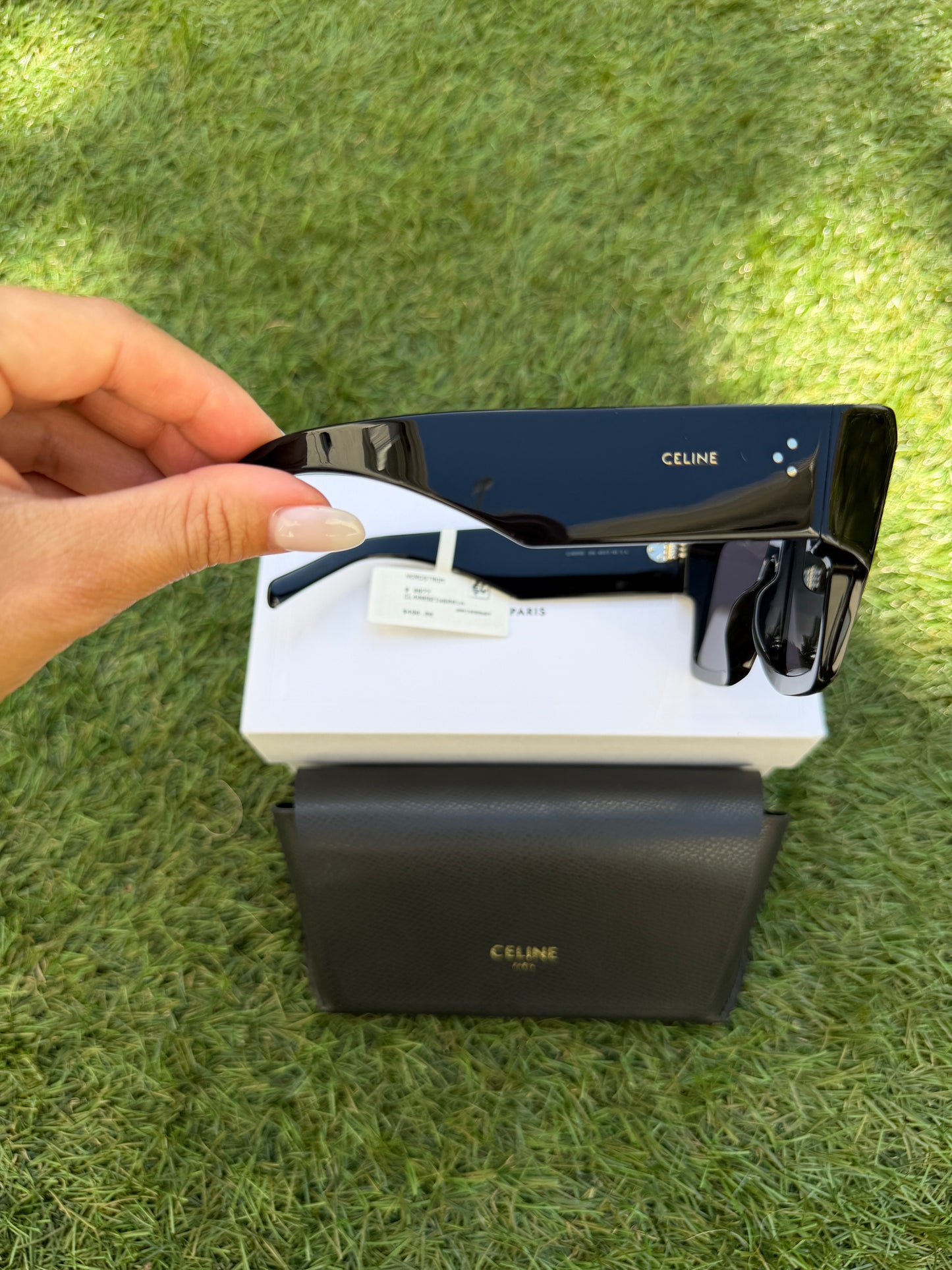 CELINE ICONIC BOLD 3 DOTS 60MM BLACK SMOKE FLAT TOP SQUARE SUNGLASSES