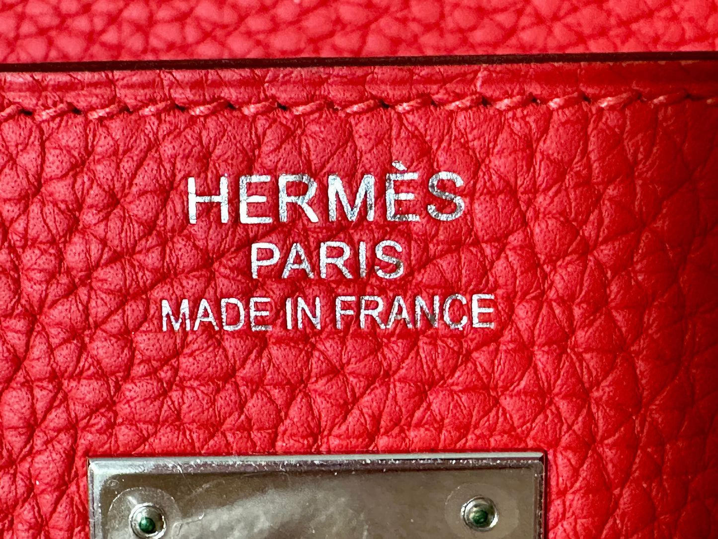 Hermes Kelly 35 Rouge Tomate Red Retourne Togo Leather Palladium Hardware PHW Bag Handbag