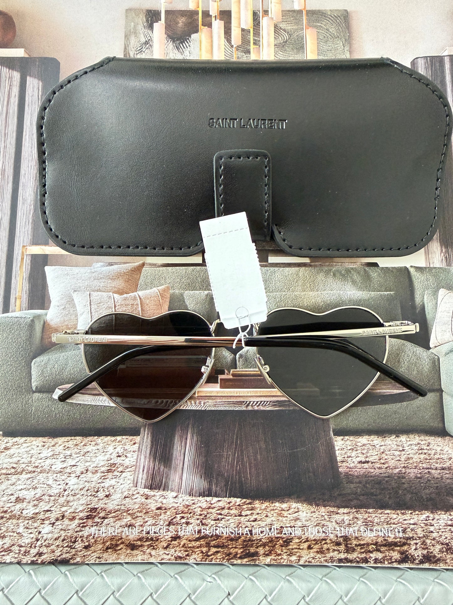 Saint Laurent Loulou SL 301 52mm Heart Shaped Hearts Silver Mirrored Sunglasses