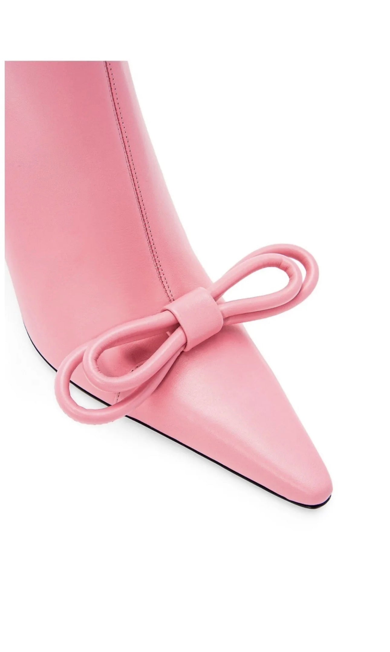 Mach & Mach Double Bow Pink Leather Pointed Toe Boots Booties