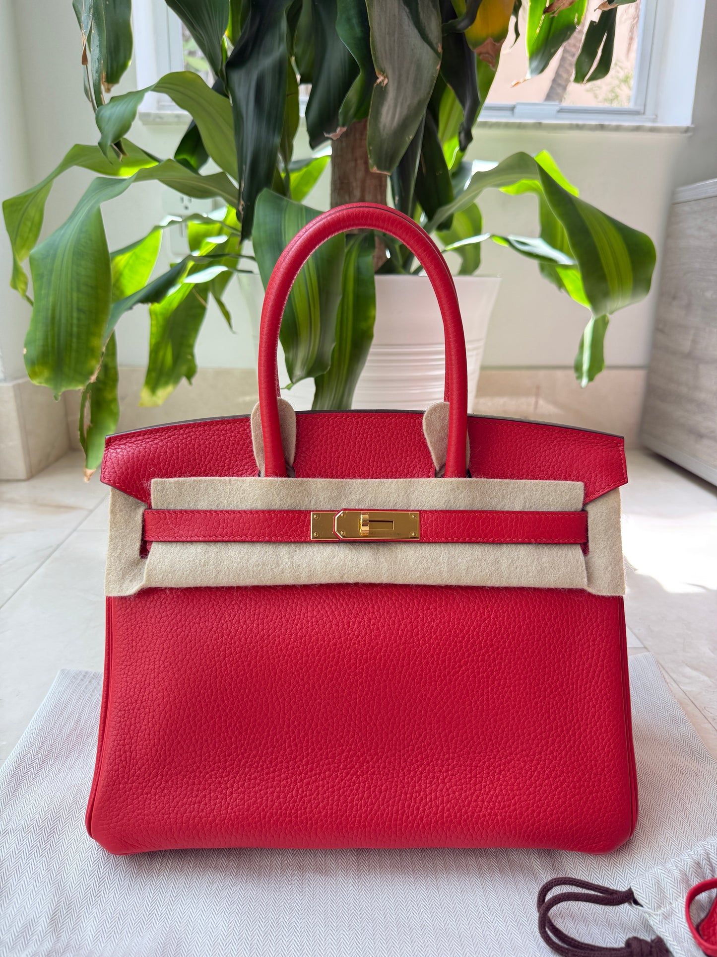 Hermès Birkin 30 Rouge Tomate Red Togo Leather GHW X Stamp Handbag Bag Pre-Owned
