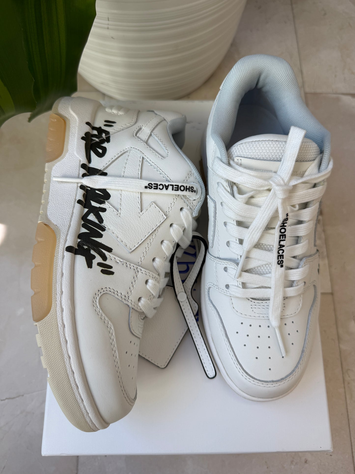 Off-White Out Of Office Arrow Calfskin White Black Lace Up Sneakers