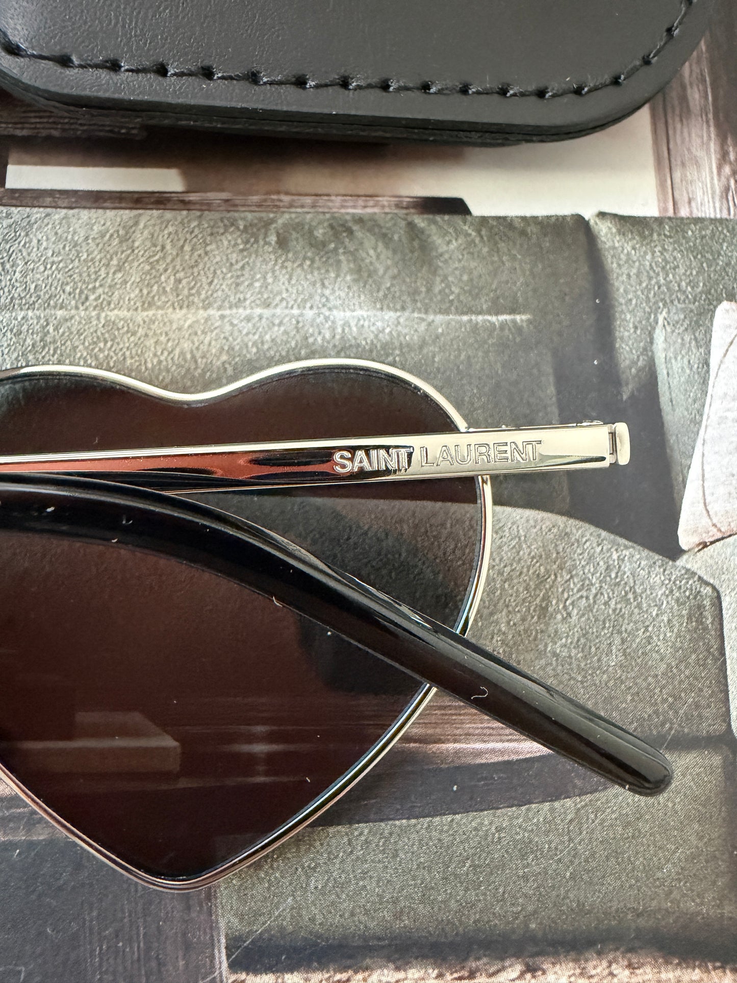 Saint Laurent Loulou SL 301 52mm Heart Shaped Hearts Silver Mirrored Sunglasses