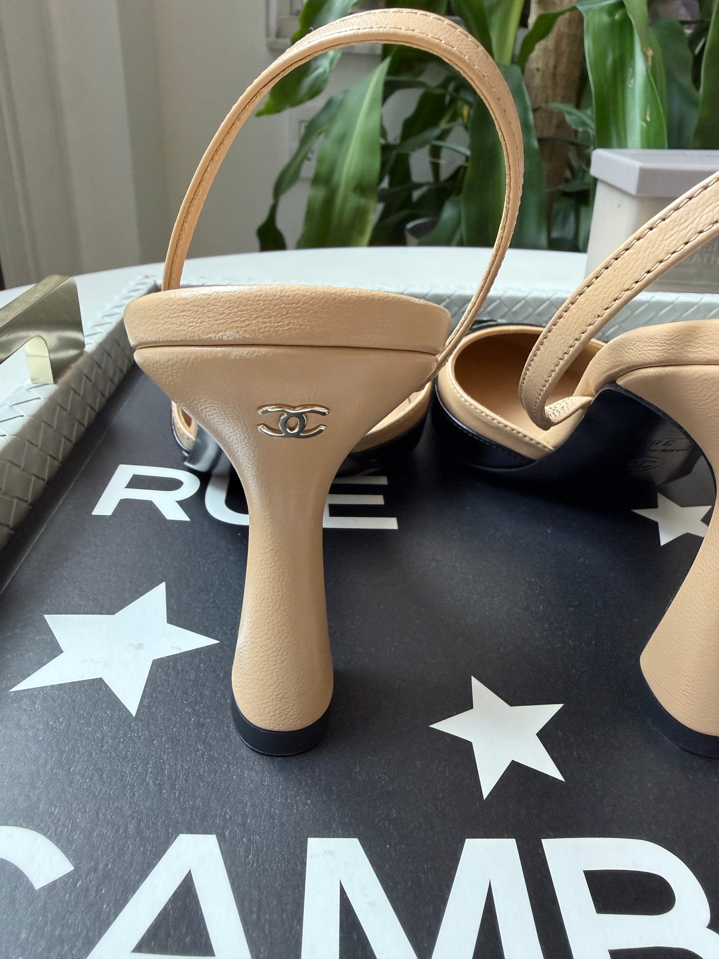 Chanel SS26 Beige Black Lambskin Patent Calfskin Leather Classic Slingbacks Pumps Heels