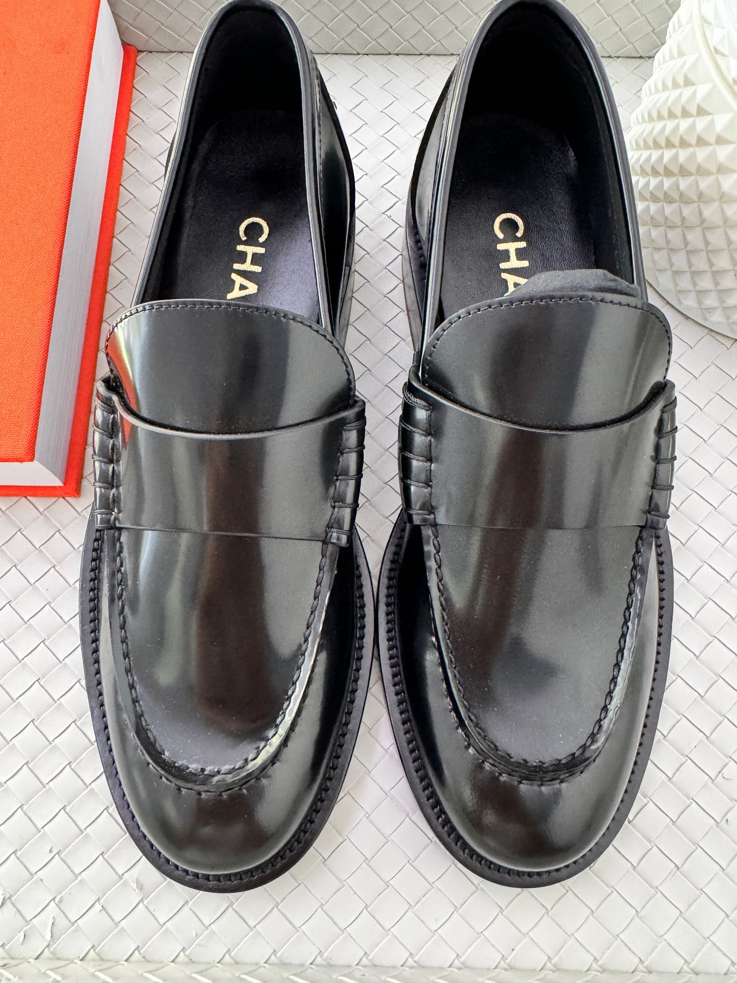 CHANEL BLACK LEATHER LOAFERS OXFORD SHOES