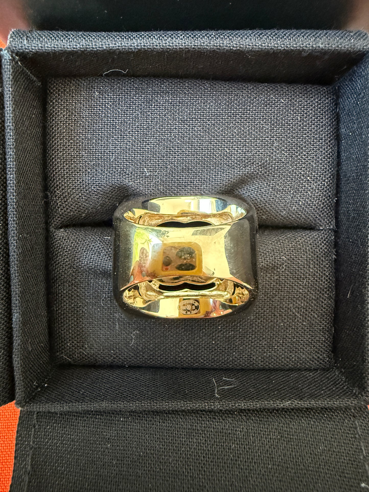 Chanel 22S CC Logo Crystals Strass Crystal Metal Gold Tone Square Ring