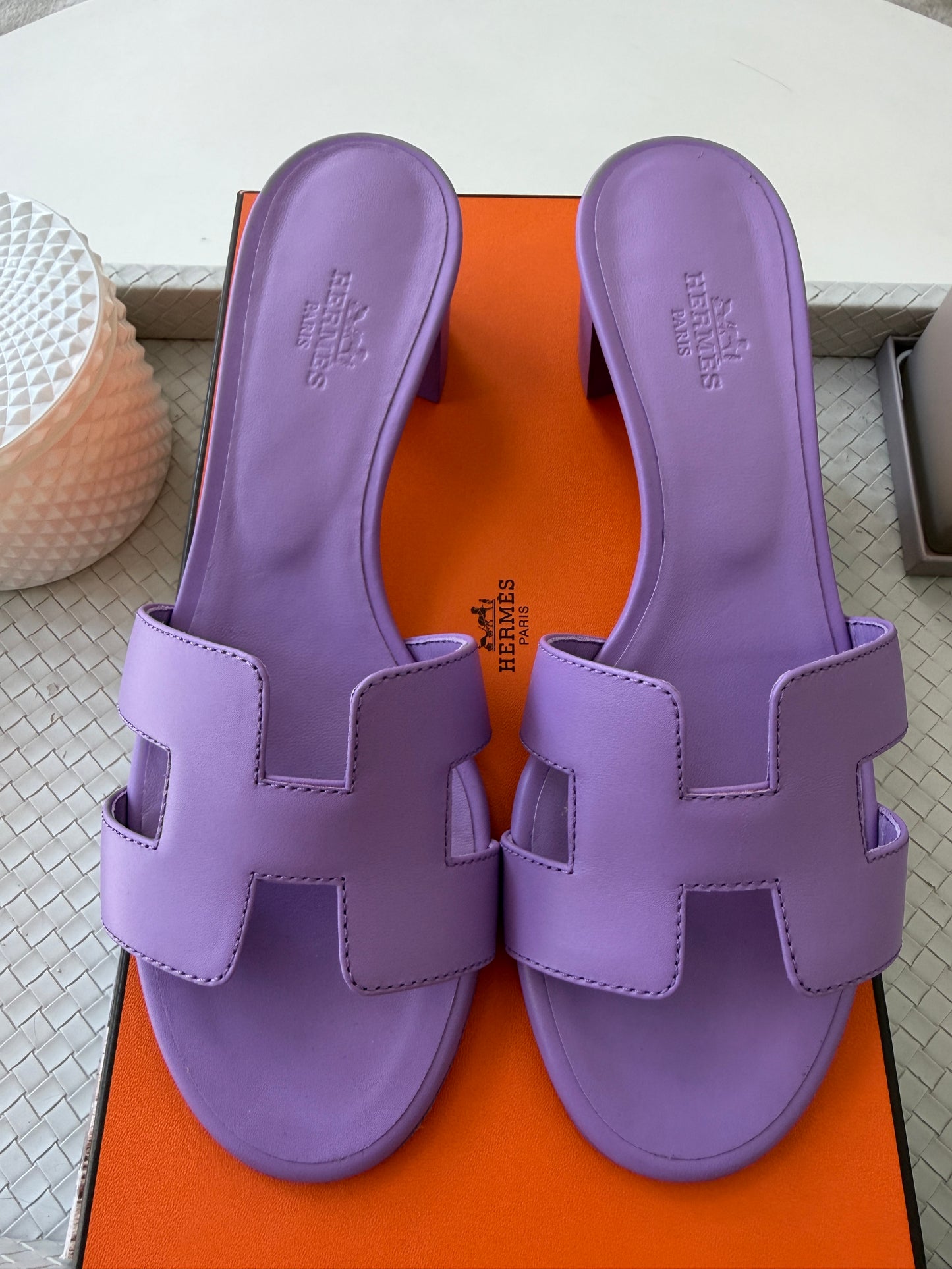 HERMES H OASIS VIOLET PARME SANDALS MULE FLIP FLOPS SHOES SLIDES