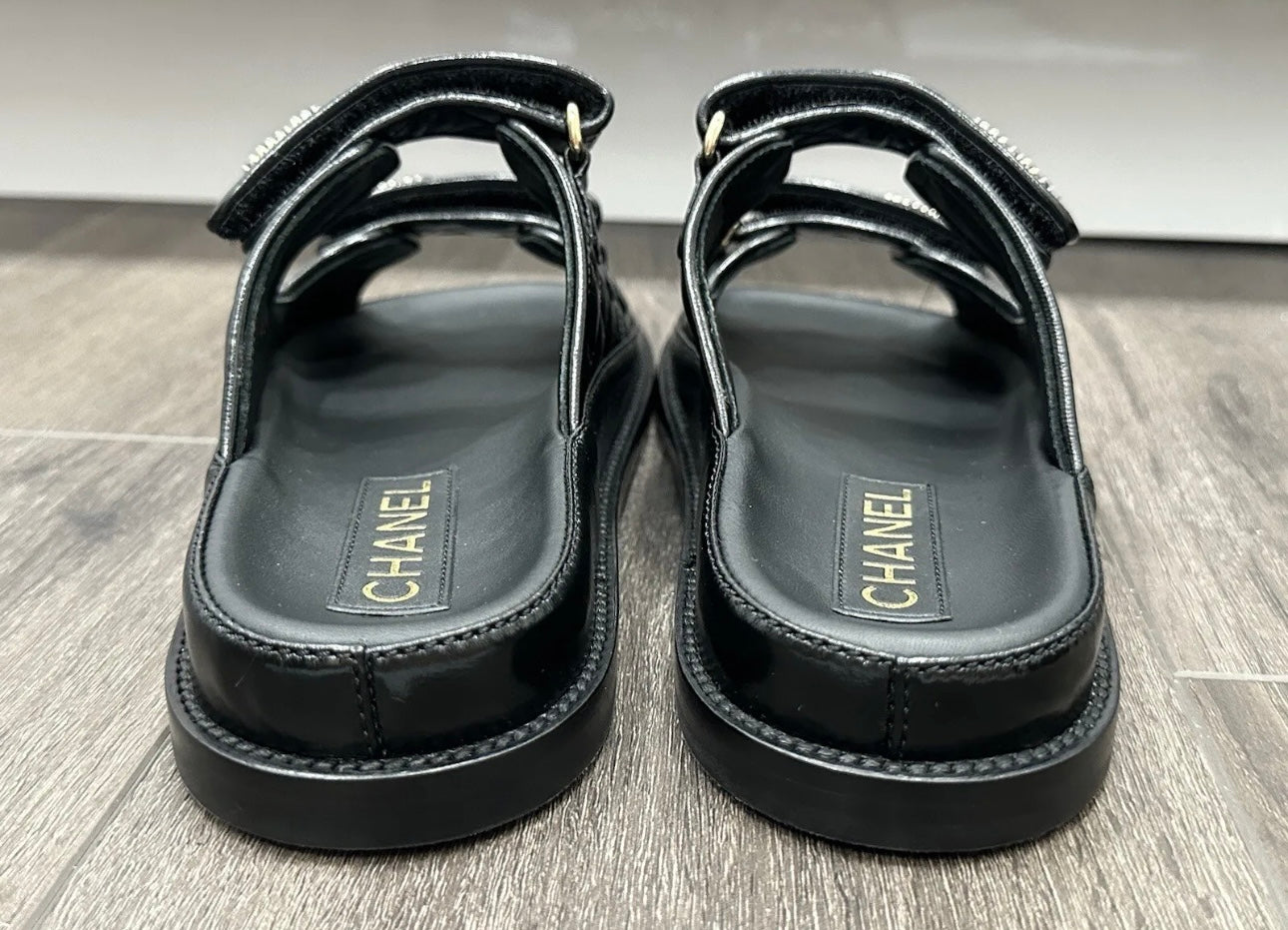 2024P CHANEL BLACK LEATHER OPEN DAD QUILTED CC LOGO SLIDE SANDALS SLIDES SHOES MULES
