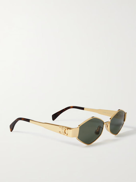 Celine TRIOMPHE 01 Metal Losange CL40254U Gold Green Sunglasses