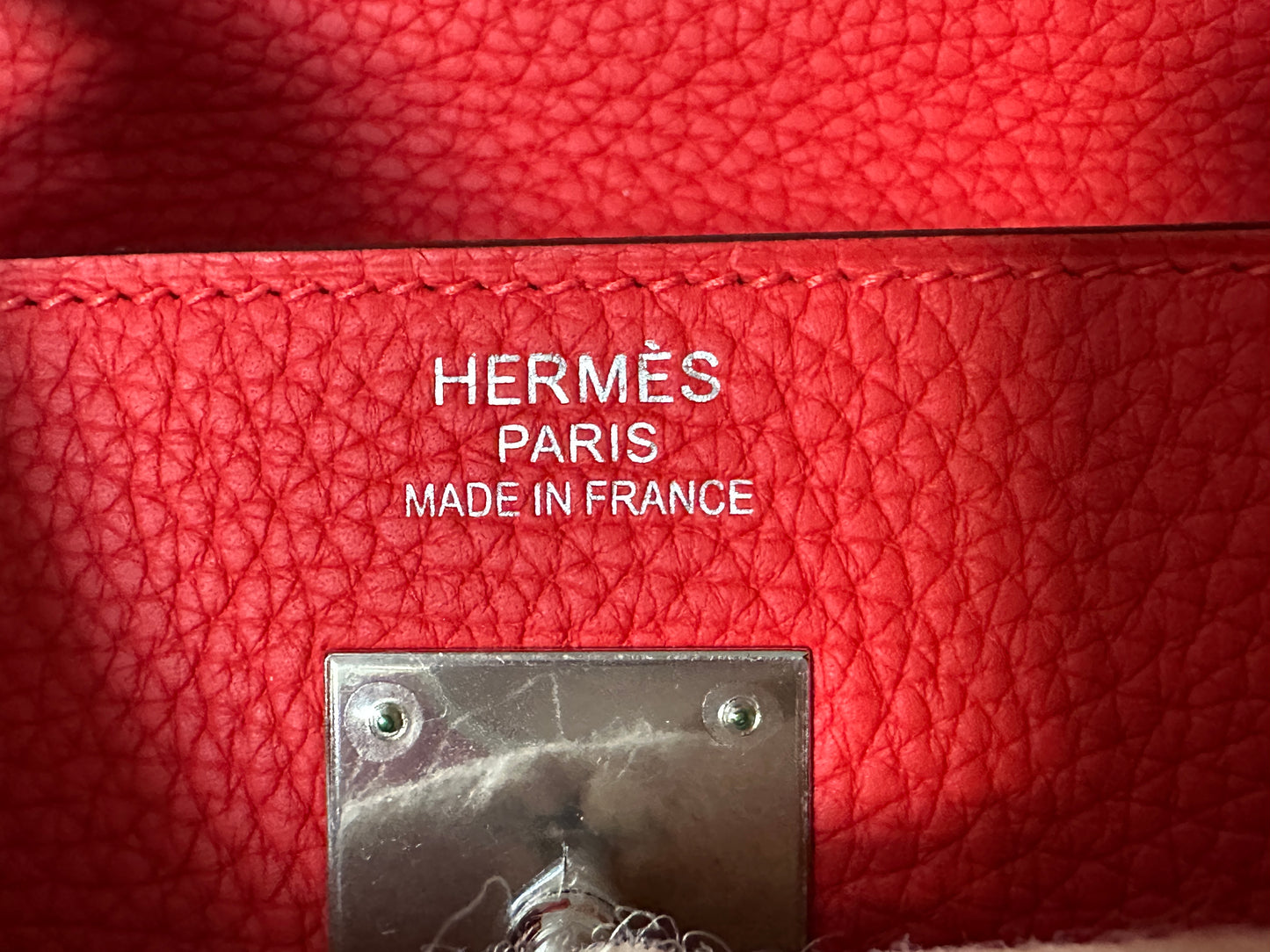 Hermes Kelly 35 Rouge Tomate Red Retourne Togo Leather Palladium Hardware PHW Bag Handbag