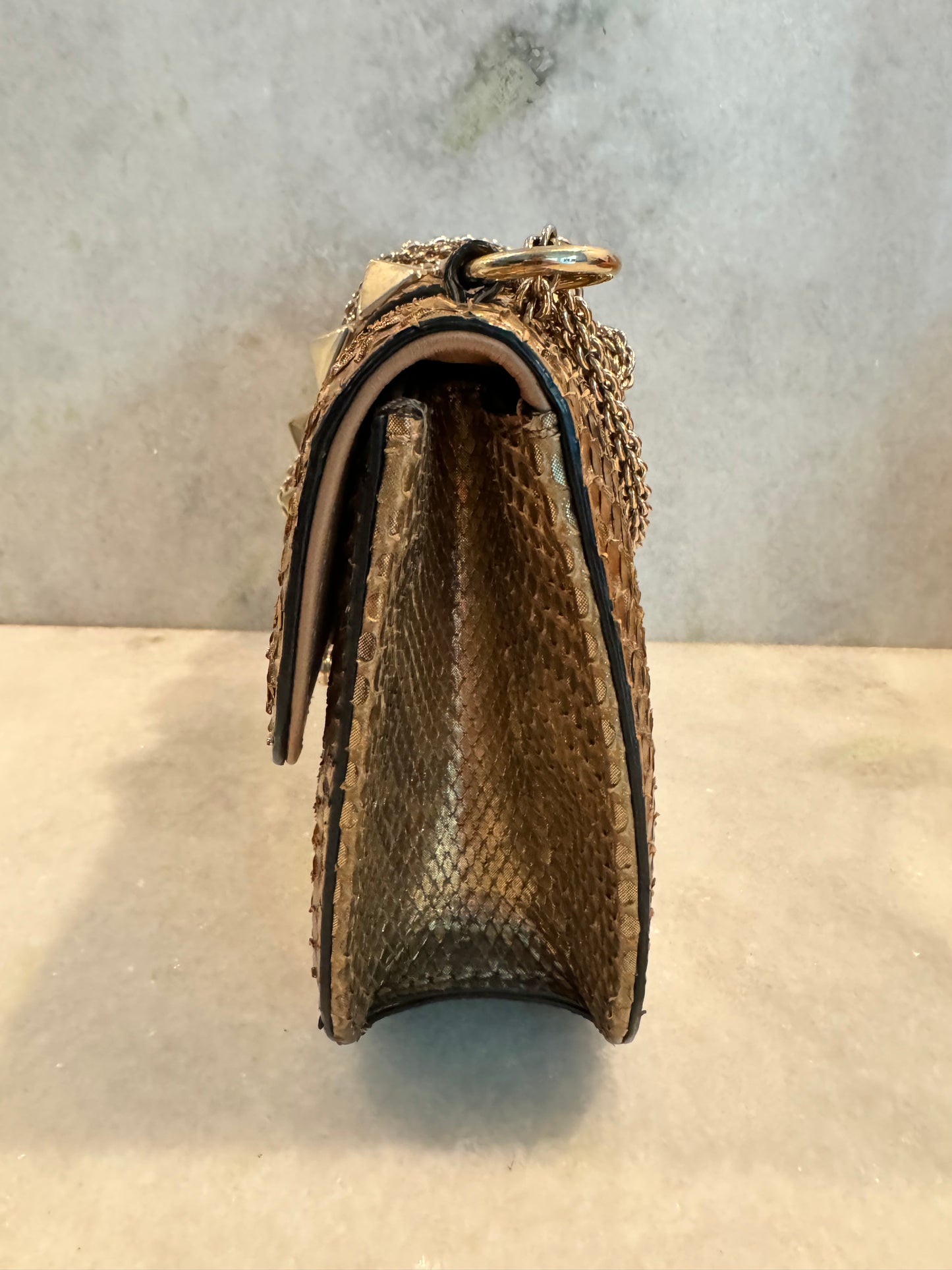 Valentino Garavani Rockstud Limited Edition Python Gold Cross Body Golden Bronze Bag Pre-Owned