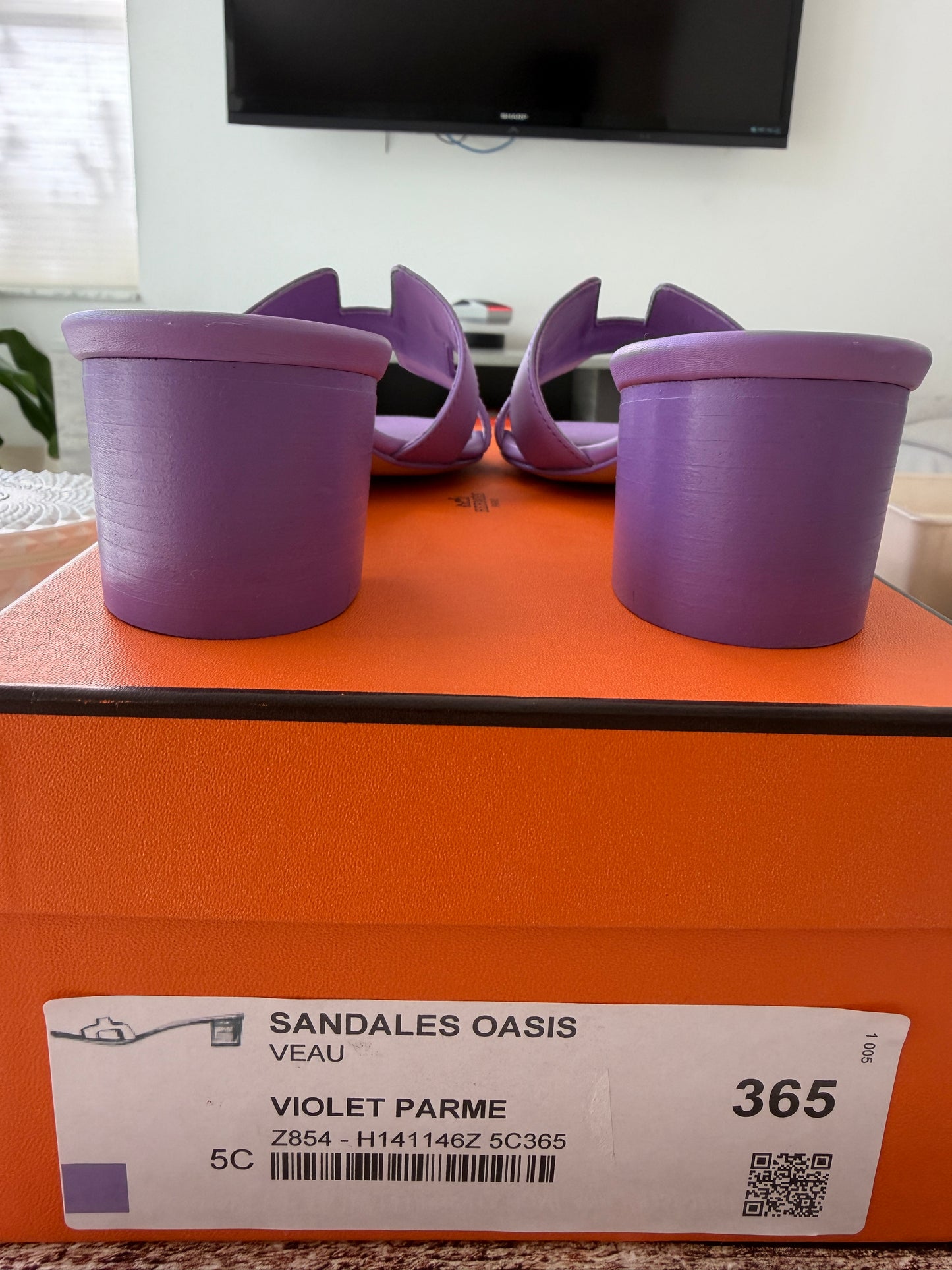 HERMES H OASIS VIOLET PARME SANDALS MULE FLIP FLOPS SHOES SLIDES