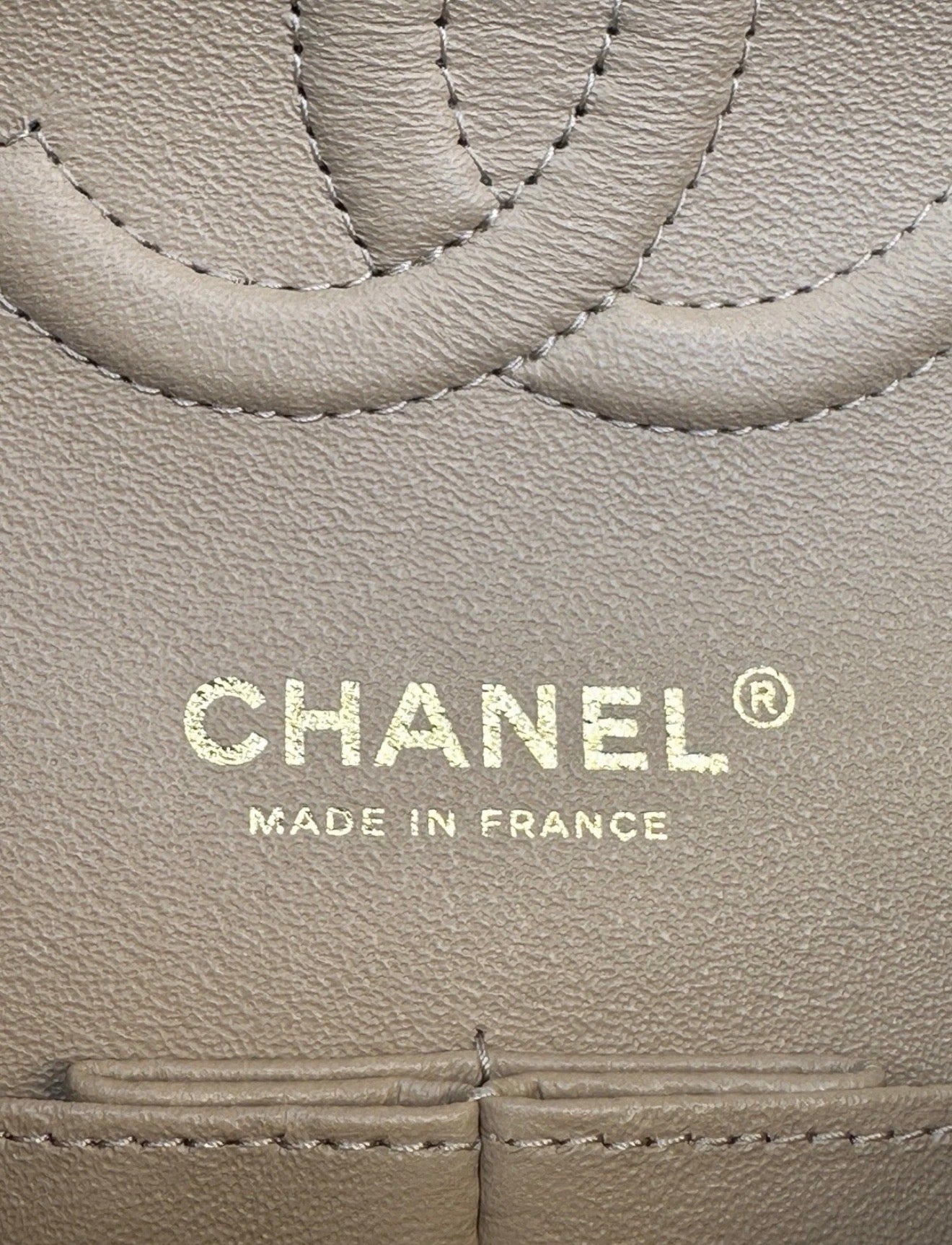 CHANEL DARK BEIGE CAVIAR LEATHER MEDIUM CLASSIC DOUBLE FLAP BAG LIGHT GOLD HARDWARE