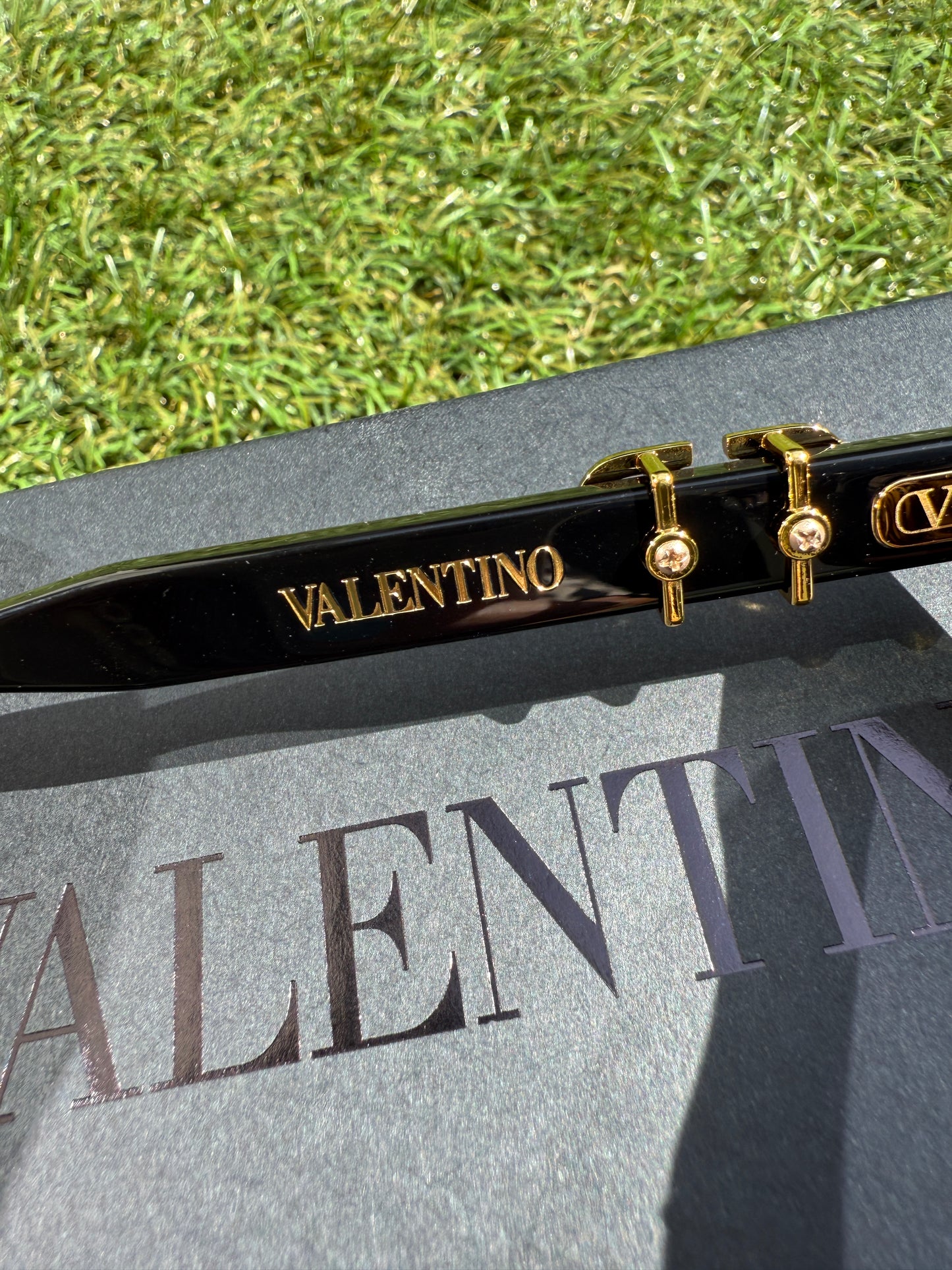 Valentino Garavani 5517 V-Goldcut I VLS 113A Gold Black Frame Acetate & Titanium Cat Eye Sunglasses