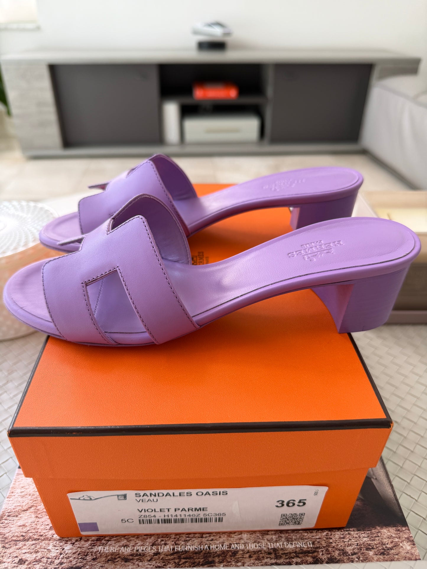 HERMES H OASIS VIOLET PARME SANDALS MULE FLIP FLOPS SHOES SLIDES