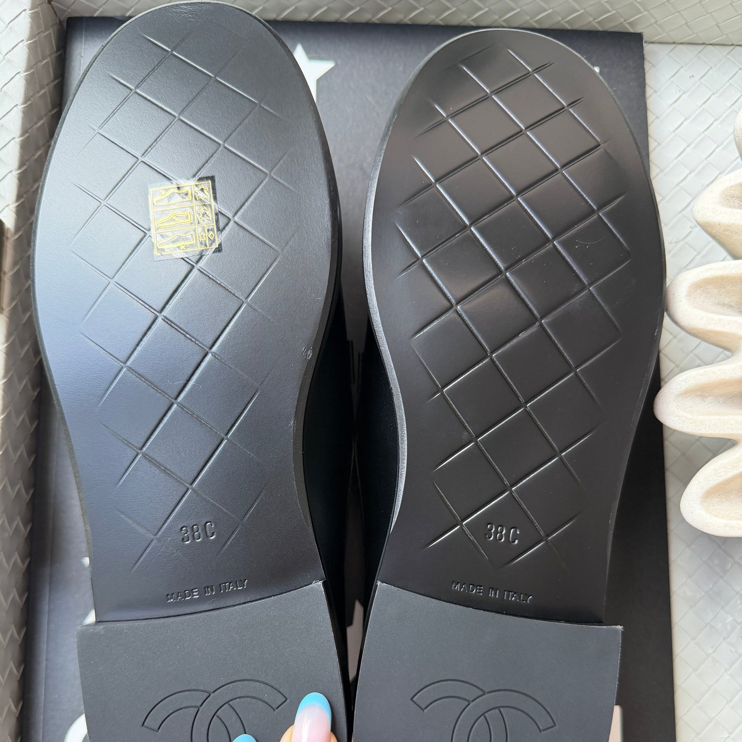 CHANEL BLACK LEATHER LOAFERS MOCCASINS OXFORD GOLD CC TURNLOCK LOGO QUILTED FLATS
