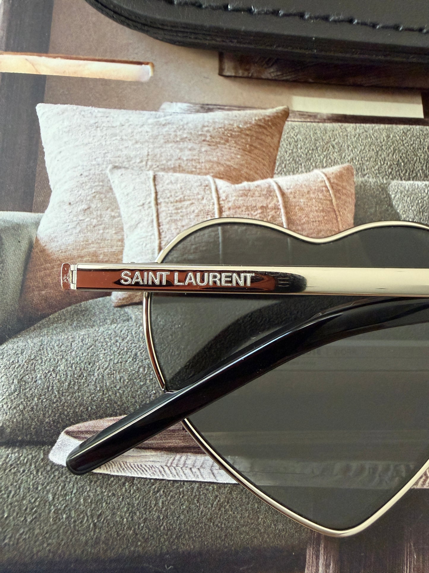 Saint Laurent Loulou SL 301 52mm Heart Shaped Hearts Silver Mirrored Sunglasses