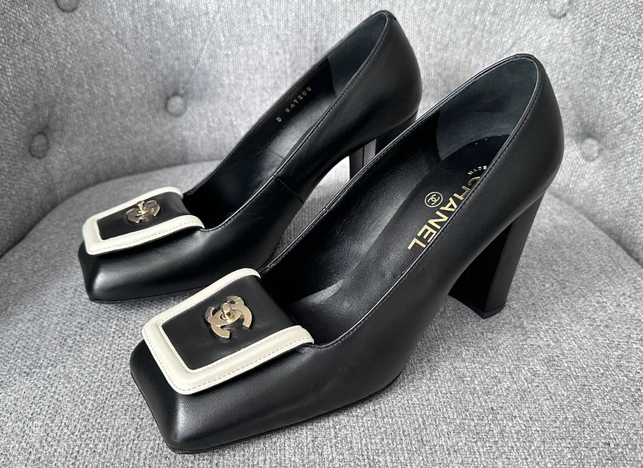 Chanel SS 26 Blazy Black Lambskin Square Toe CC Logo Turn-lock