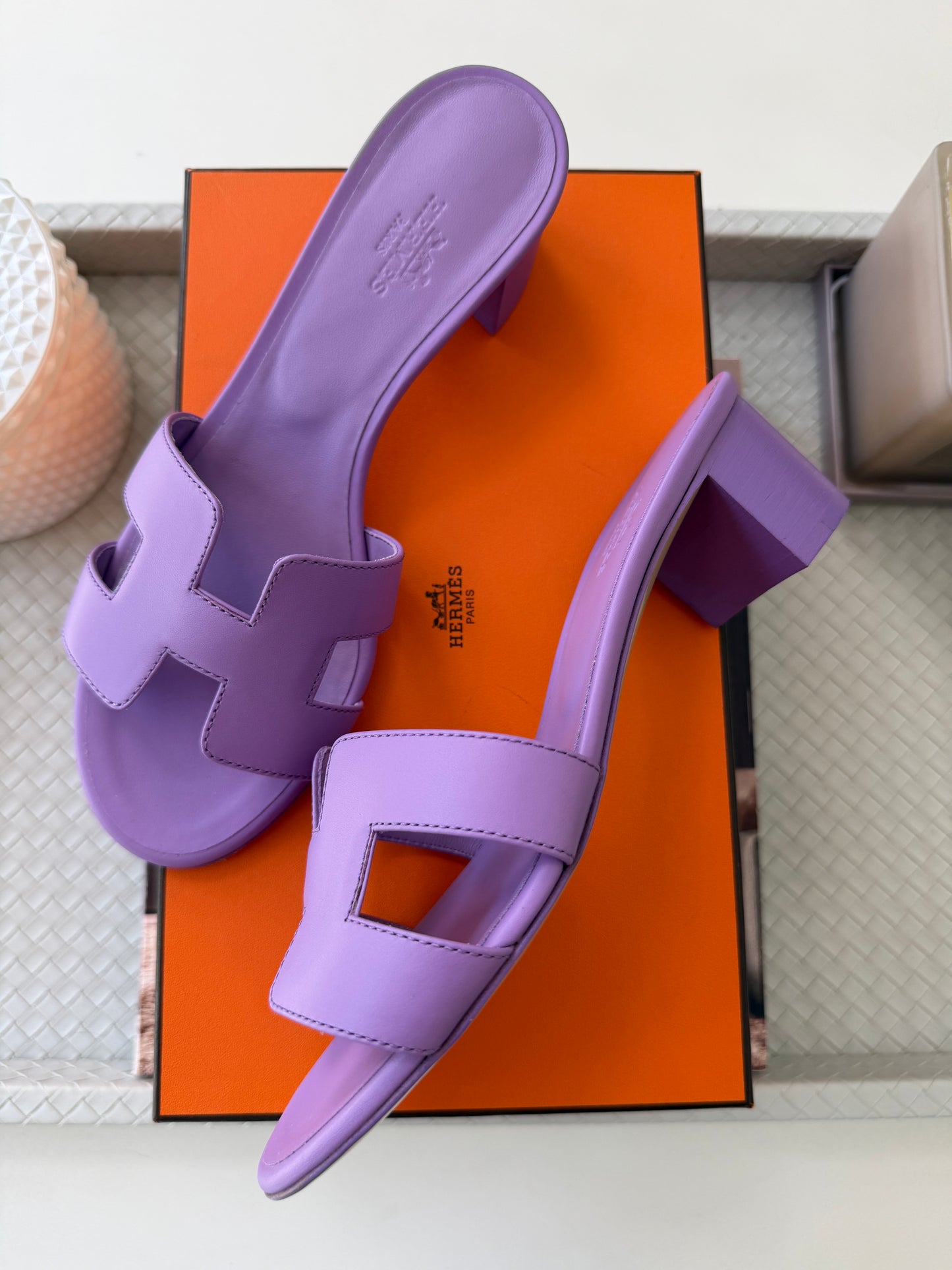 HERMES H OASIS VIOLET PARME SANDALS MULE FLIP FLOPS SHOES SLIDES