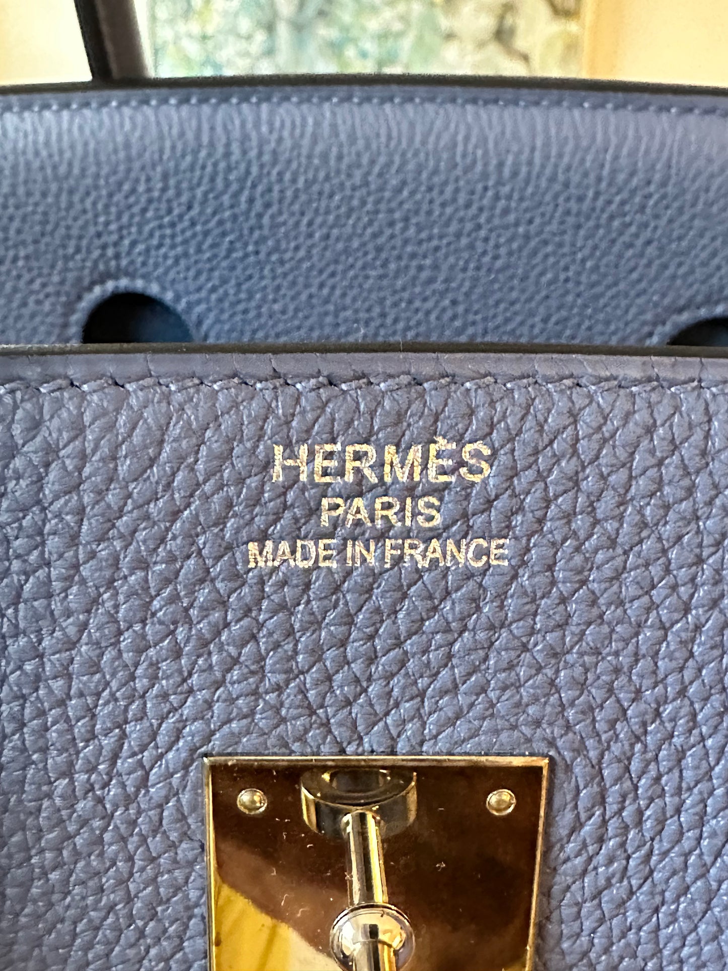 Hermes Birkin 35 Blue Bleau Brighton Togo Leather Palladium Hardware PHW Pre-Owned Bag Handbag