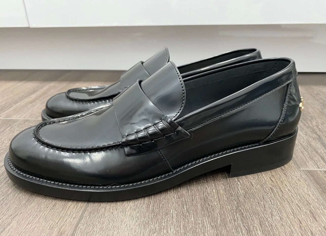 CHANEL BLACK LEATHER LOAFERS OXFORD SHOES