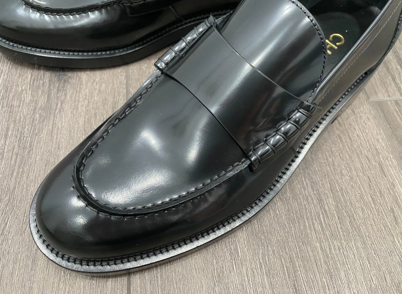 CHANEL BLACK LEATHER LOAFERS OXFORD SHOES