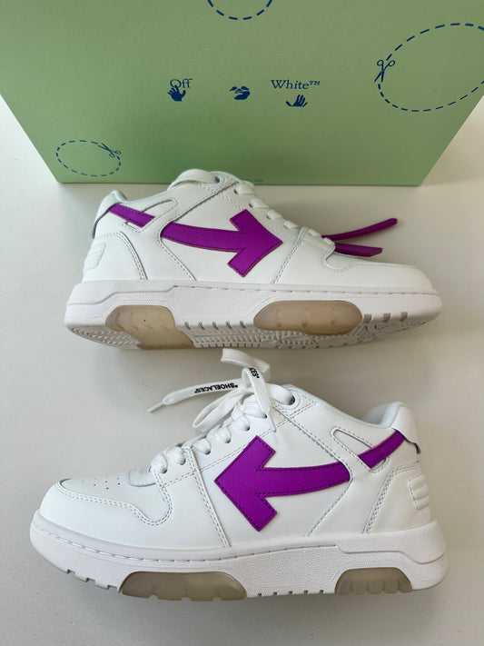 Off-White Out Of Office Arrow Calfskin White Purple Fuchsia Sneakers