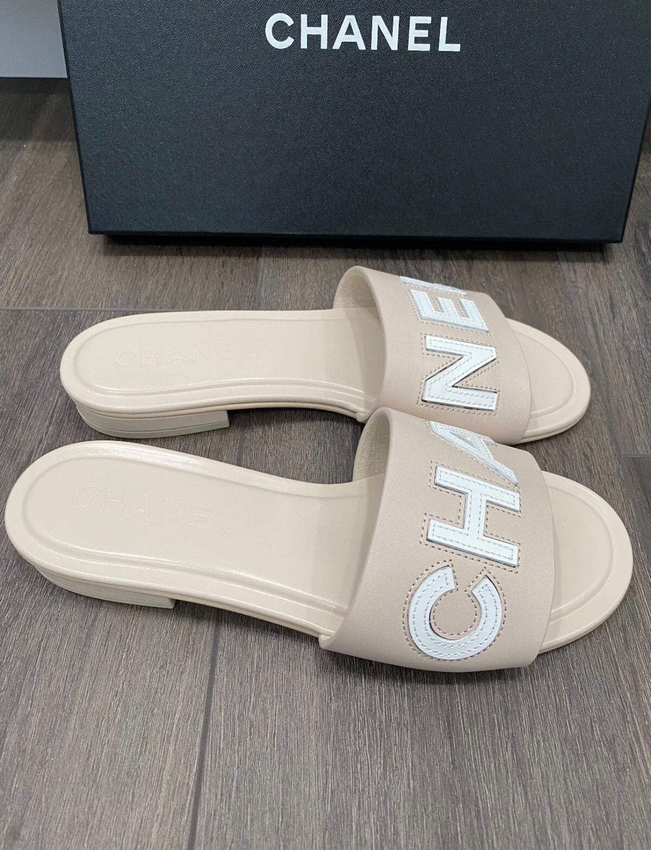 chanel leather slip on shoes