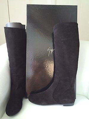 GIUSEPPE ZANOTTI SUEDE BLACK NERO BALLET FLAT PULL ON BOOT BOOTS – Miami Boutique