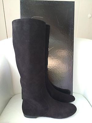 GIUSEPPE ZANOTTI SUEDE BLACK NERO BALLET TUBO FLAT PULL ON BOOT BOOTS