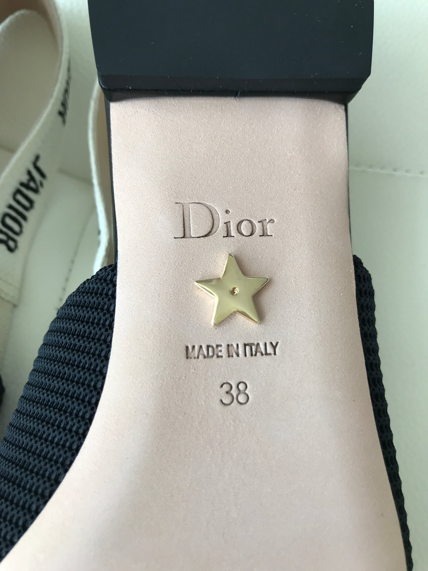 DIOR J'ADIOR Black Fabric Textured Technical Canvas Slingback Flats Shoes
