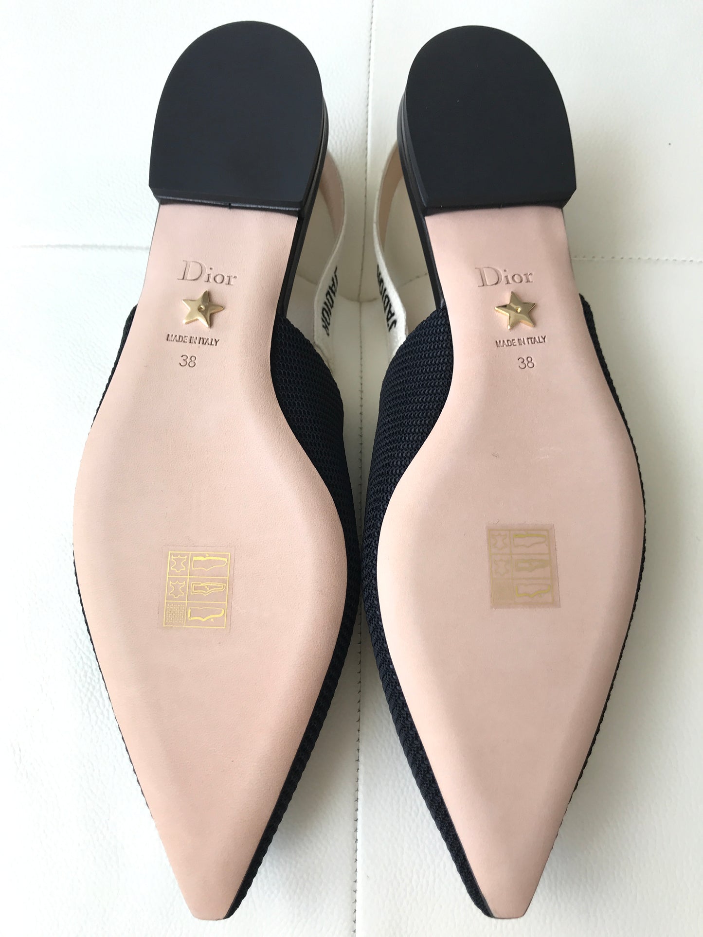 DIOR J'ADIOR Black Fabric Textured Technical Canvas Slingback Flats Shoes
