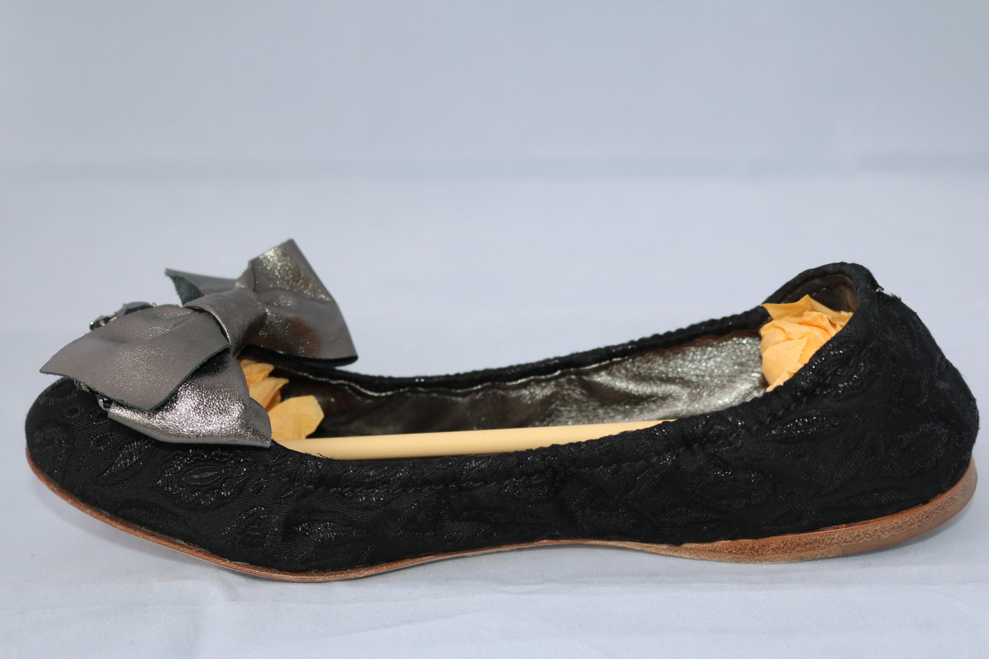 MIU MIU BLACK BOW STONES BROOCH BALLET JEWEL JEWELLED FLAT FLATS SHOES 37