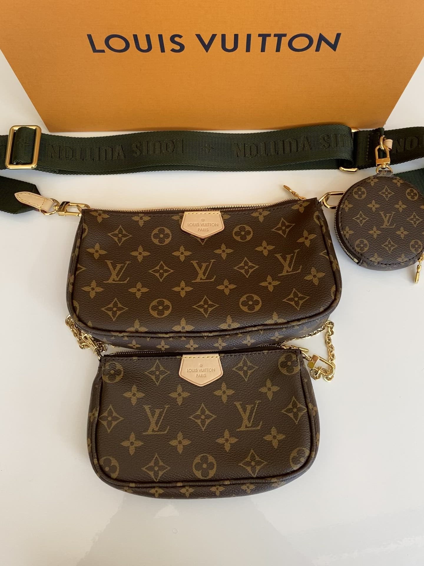 NEW Louis Vuitton Multi Pochette Accessories Crossbody Bag Monogram Khaki  Green