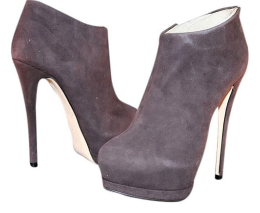 GIUSEPPE ZANOTTI EVA SUEDE BROWN ANKLE DOUBLE PLATFORM BOOTIES BOOTS