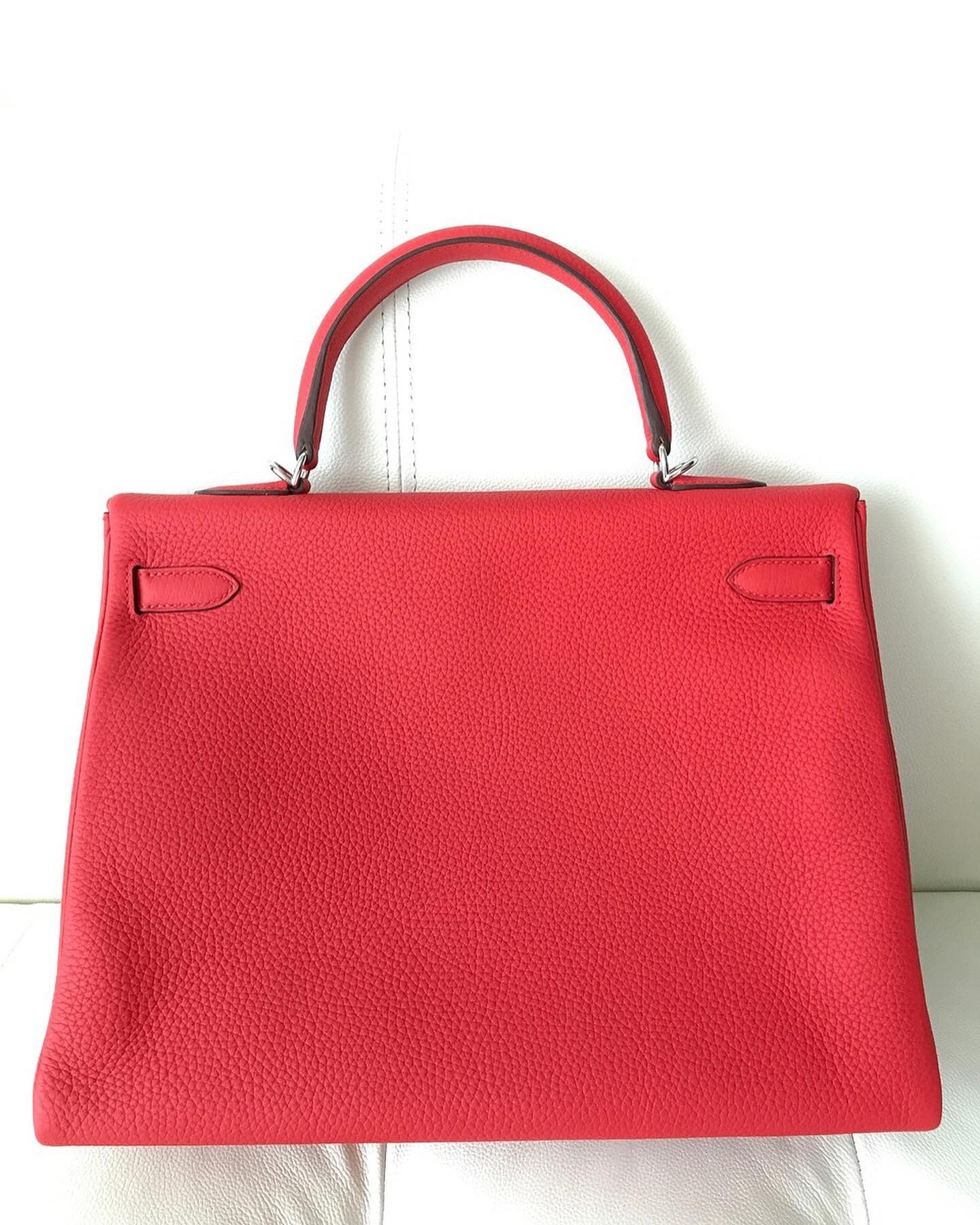 Hermes Kelly 35 Rouge Tomate Red Togo Palladium Hardware