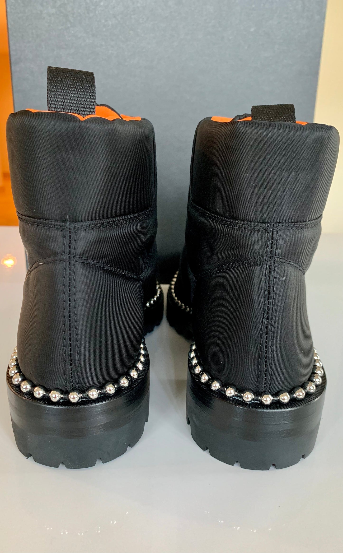 Alexander Wang Cooper Black Orange Studded Zip Ankle Boots