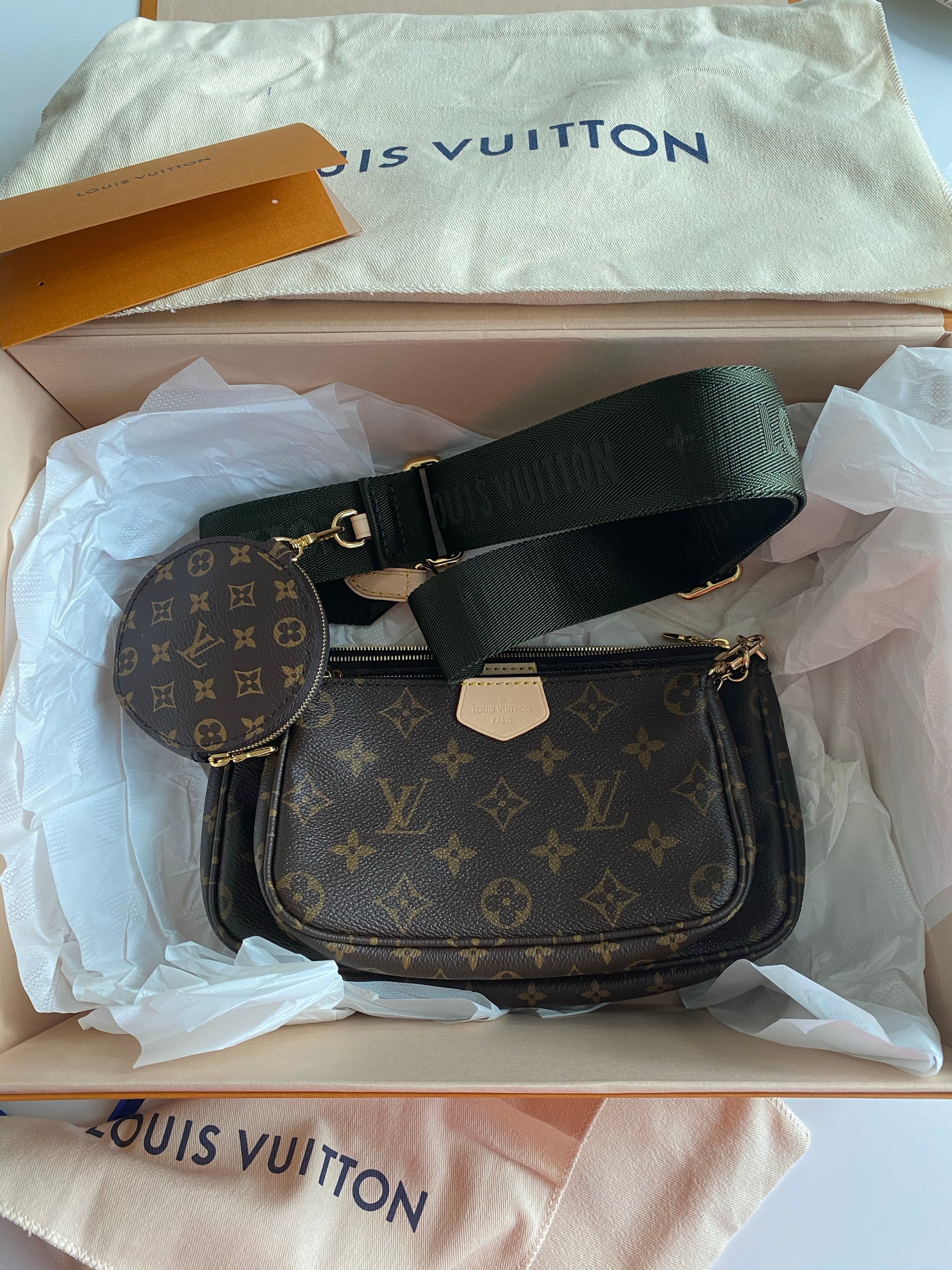 Louis Vuitton Khaki And Brown Monogram Canvas Multi Pochette