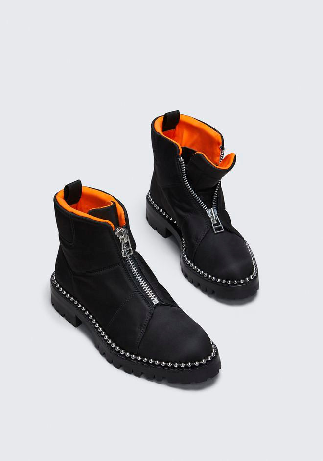 Alexander Wang Cooper Black Orange Studded Zip Ankle Boots