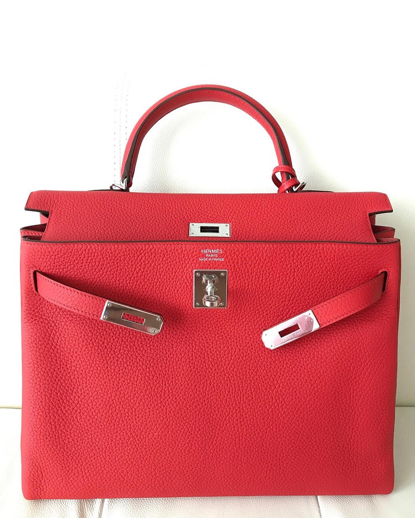 Hermes Kelly 35 Rouge Tomate Red Togo Palladium Hardware