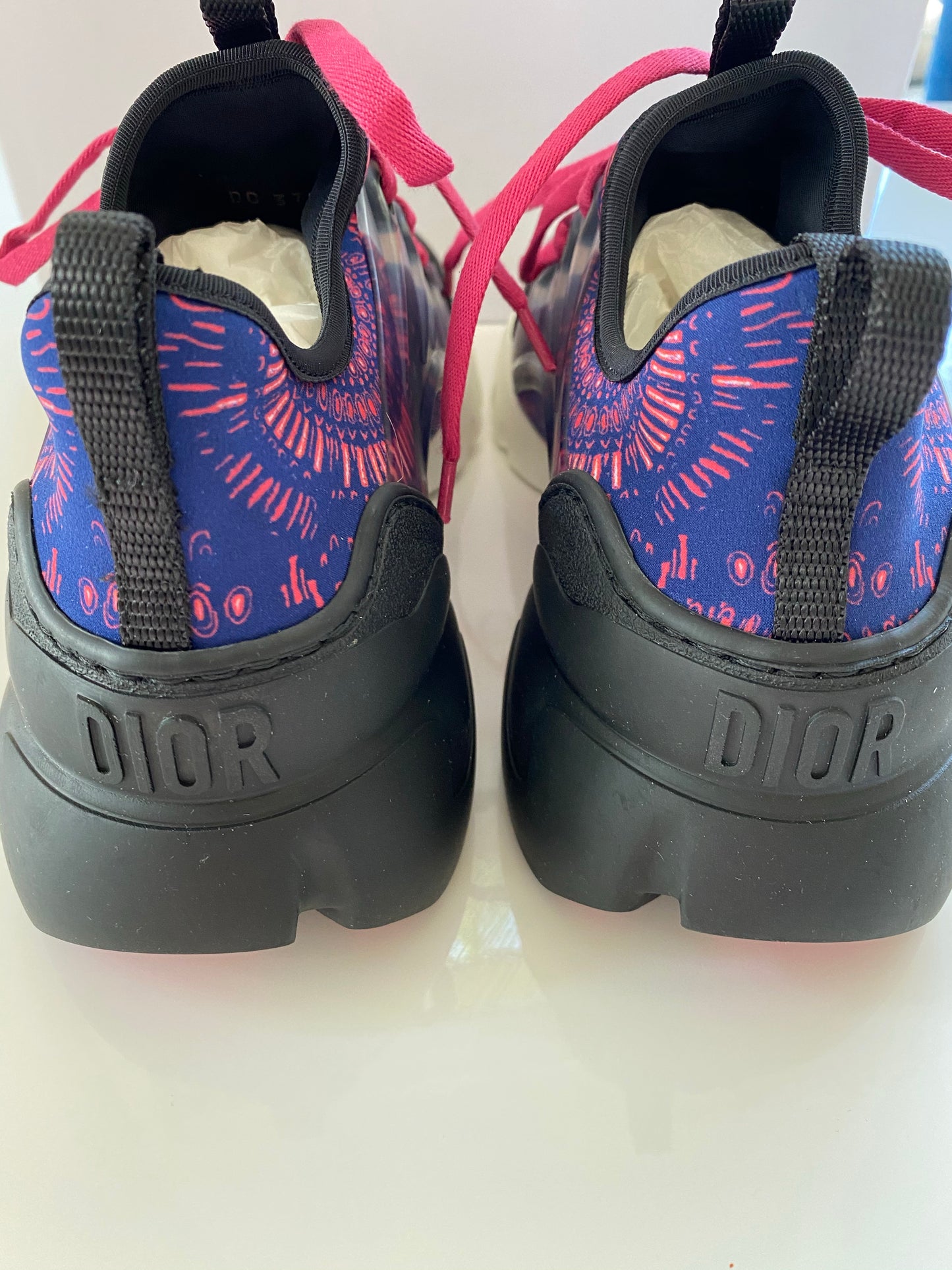 Dior D Connect Black Purple Pink Neoprene Lace Up Sneakers