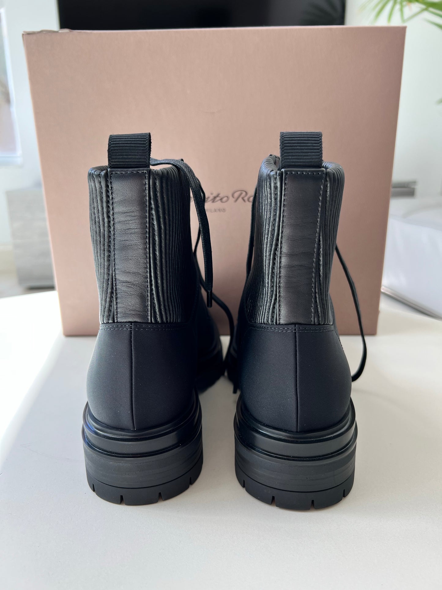 Gianvito Rossi Martis Black Combat Nylon Leather Boots