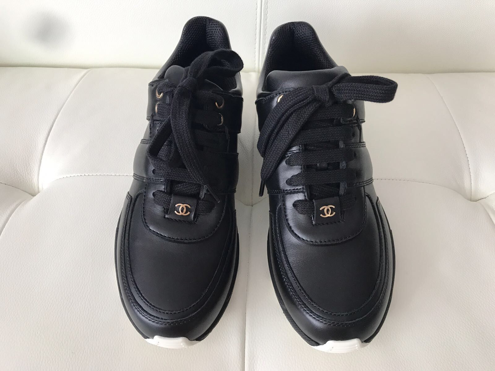 Cc Logo Chanel Trainers Triple Black Chanel CC Logo Runner Sneaker