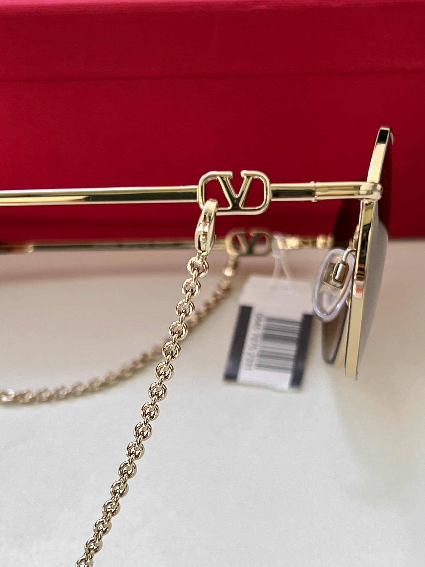 Valentino V Logo Chain Irregular 52mm Light Gold Sunglasses